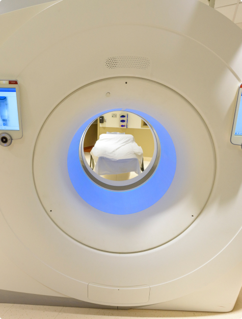 Looking through the center of a computed tomography scanner
