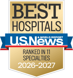 Best Hospital 2627 U.S. News & World Report Badge for No. 1 Hospital in DFW.